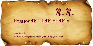 Mogyoró Mátyás névjegykártya